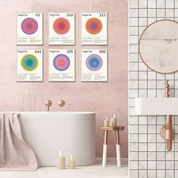 YUYMNANI Aura Angel Numbers Poster, Colorful Gradient Posters for Room Aesthetic, Minimalist Inspirational Quotes Canvas Wall Art Paintings, Apartment Decor (8"x10",unframed)