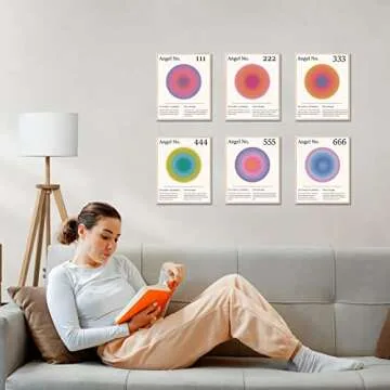 YUYMNANI Aura Angel Numbers Poster, Colorful Gradient Posters for Room Aesthetic, Minimalist Inspirational Quotes Canvas Wall Art Paintings, Apartment Decor (8"x10",unframed)