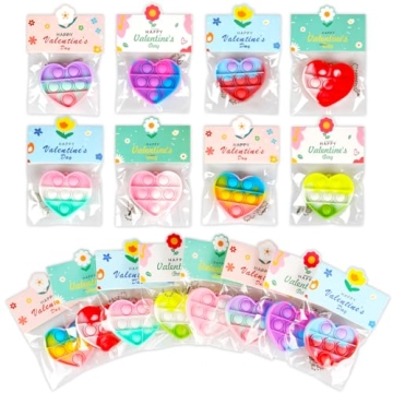 32 Pack Valentine's Day Heart Pop Fidget Toys for Kids - Bulk Classroom Gifts