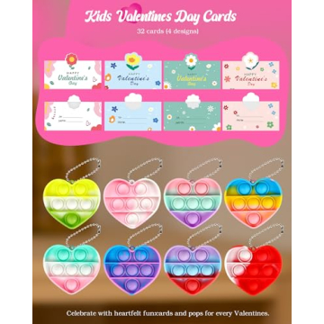 Valentine's Day Heart Pop Fidget Toys for Kids Bulk Gifts