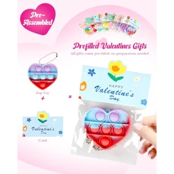 Valentine's Day Heart Pop Fidget Toys for Kids Bulk Gifts