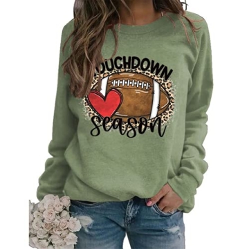 YourTops Women Touchdown Season Football Sweatshirt Game Day Football Shirt (2-Green,Small)