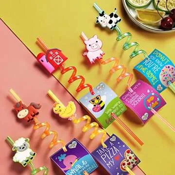 Farm Animal Reusable Straws - Fun Party Supplies