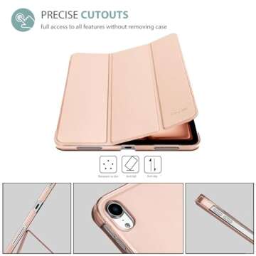 ProCase Smart Case for iPad Air 11 inch M2 2024 Air 6th /10.9 Air 5th 2022/Air 4th 2020, Protective Cover for iPad Air 6 5 4 Generation -Rosegold