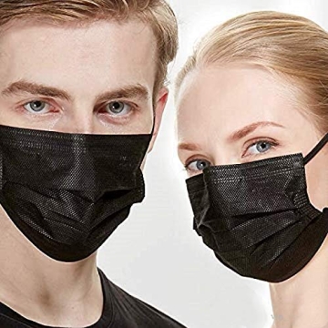 NNPCBT 100PCS Black 3 Ply Disposable Face Masks