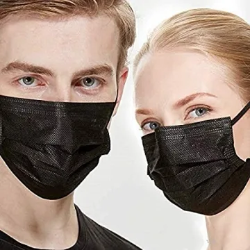 NNPCBT 100PCS Black 3 Ply Disposable Face Masks