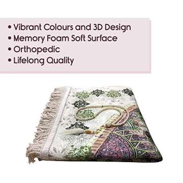 Padded Soft Muslim Prayer Mat Men Women, Orthopedic Thick Islamic Praying Rug, Foam Turkish Prayer Carpet, Islam Travel Portable Mat Ramadan Rug Muslim Beads Janamaz Sajda Salat Seccade Namaz Pray