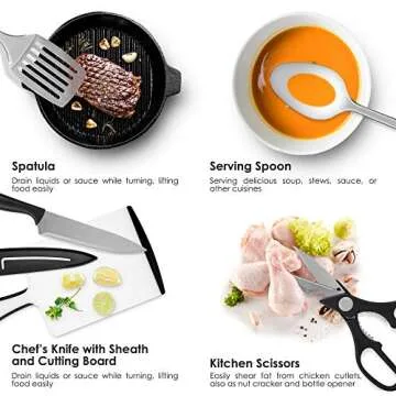 NEXGADGET Camping Kitchen Utensil Set, Portable 9-Piece Stainless Steel Outdoor Cooking and Grilling Utensil with Organizing Bag, Cookware Kit Perfect for Travel, Picnics, RVs, Camping, BBQs and More