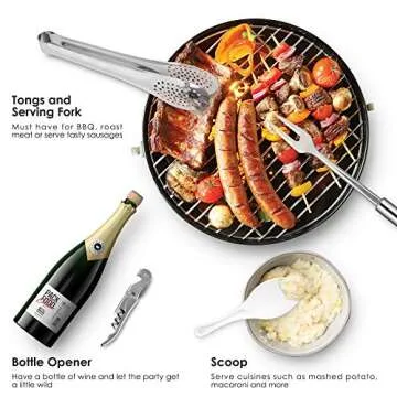 NEXGADGET Camping Kitchen Utensil Set, Portable 9-Piece Stainless Steel Outdoor Cooking and Grilling Utensil with Organizing Bag, Cookware Kit Perfect for Travel, Picnics, RVs, Camping, BBQs and More