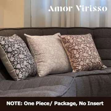 Amor Virisso Floral Throw Pillow Covers 18x18 Couch Pillows for Living Room Decorative Accent Pillow Covers Block Print Farmhouse Neutral Pillow Covers Sofa Pillows 1PC, Cream Oatmeal