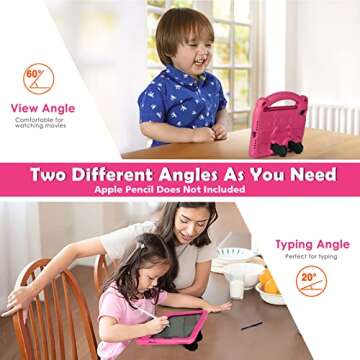 FIREVASE Kids Case for iPad Mini 6th Generation (8.3 Inch 2021), iPad Mini 6 Case for Kids, EVA Shock Proof Light Weight, with Handle Built-in Bracket & Shoulder Strap (Rose)