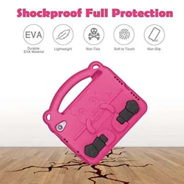 FIREVASE Kids Case for iPad Mini 6th Generation (8.3 Inch 2021), iPad Mini 6 Case for Kids, EVA Shock Proof Light Weight, with Handle Built-in Bracket & Shoulder Strap (Rose)