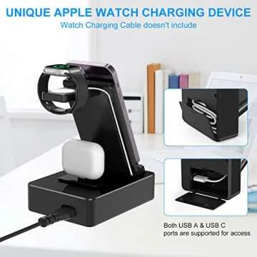 Tacelary 8 in 1 Wireless Charging Station, 100W USB C 2 Ports, Aluminum Alloy Cell Phone Charging Station Compatible with iPhone Series, iWatch, AirPods Pro