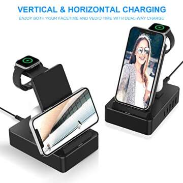Tacelary 8 in 1 Wireless Charging Station, 100W USB C 2 Ports, Aluminum Alloy Cell Phone Charging Station Compatible with iPhone Series, iWatch, AirPods Pro