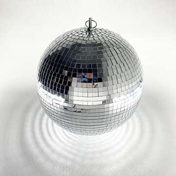 VOELIGT 12inch Mirror Glass Ball (Silver) Disco Ball DJ Dance Decorative Stage Lighting Home Party Window Display Decoration