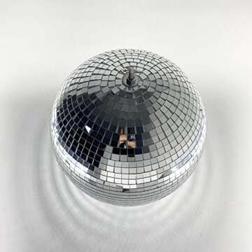 VOELIGT 12inch Mirror Glass Ball (Silver) Disco Ball DJ Dance Decorative Stage Lighting Home Party Window Display Decoration