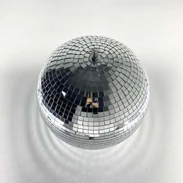 VOELIGT 12inch Mirror Glass Ball (Silver) Disco Ball DJ Dance Decorative Stage Lighting Home Party Window Display Decoration