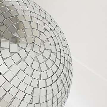 VOELIGT 12inch Mirror Glass Ball (Silver) Disco Ball DJ Dance Decorative Stage Lighting Home Party Window Display Decoration