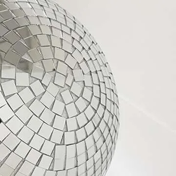 VOELIGT 12inch Mirror Glass Ball (Silver) Disco Ball DJ Dance Decorative Stage Lighting Home Party Window Display Decoration