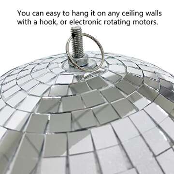 VOELIGT 12inch Mirror Glass Ball (Silver) Disco Ball DJ Dance Decorative Stage Lighting Home Party Window Display Decoration
