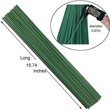 Arlai 100 Pcs 2 Gauge Floral Stem Wire 16 Inch Dark Green Floral Wire - DIY Artificial Flower Arrang...