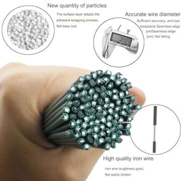 Arlai 100 Pcs 2 Gauge Floral Stem Wire 16 Inch Dark Green Floral Wire - DIY Artificial Flower Arrangements Wreath Making Supplies