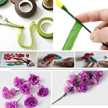 Arlai 100 Pcs 2 Gauge Floral Stem Wire 16 Inch Dark Green Floral Wire - DIY Artificial Flower Arrangements Wreath Making Supplies