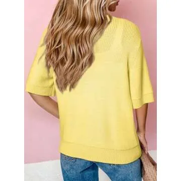 Dokotoo Women's Summer Cardigans Lightweight Casual Short Sleeve Cardigan Sweaters for Women Fashion 2025 Spring Short Button Knit Open Front Sweater Tops Yellow X-Large