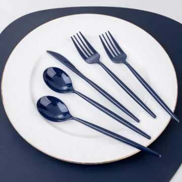 Supernal 180pcs Blue Plastic Silverware Plastic Silverware Heavy Duty Blue Party Plastic Cutlery Blue Plastic Forks Include 60 Blue Forks,60 Blue Knvies,60 Blue Spoons for Wedding,Party or Daily Using