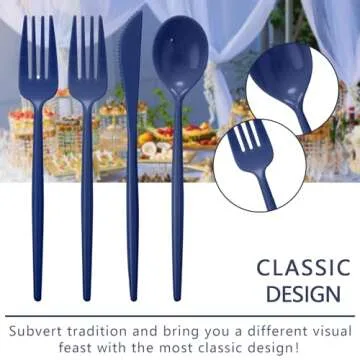 Supernal 180pcs Blue Plastic Silverware Plastic Silverware Heavy Duty Blue Party Plastic Cutlery Blue Plastic Forks Include 60 Blue Forks,60 Blue Knvies,60 Blue Spoons for Wedding,Party or Daily Using