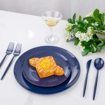 Supernal 180pcs Blue Plastic Silverware Plastic Silverware Heavy Duty Blue Party Plastic Cutlery Blue Plastic Forks Include 60 Blue Forks,60 Blue Knvies,60 Blue Spoons for Wedding,Party or Daily Using