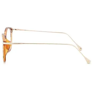 COASION Blue Light Blocking Glasses for Women Vintage Round Anti Blue Ray Computer Game Eyeglasses (Tortoise/Gold)