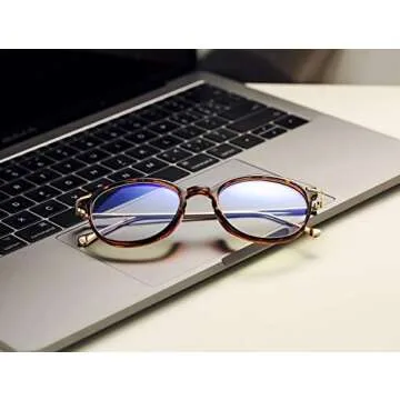 COASION Blue Light Blocking Glasses for Women Vintage Round Anti Blue Ray Computer Game Eyeglasses (Tortoise/Gold)