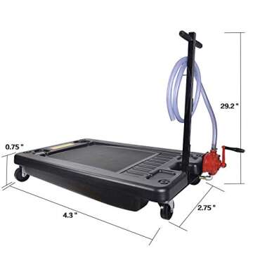 Aain A047 17 Gallon Oil Drain Pan Caddy, Low Profile Portable Waste Oil Change Pan for Truck, Car, w...