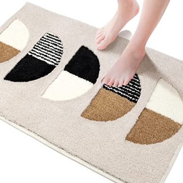DEXDE Boho Bathroom Rugs 20"x32" Plush Microfiber Non-Slip Bath Mats for Bathroom