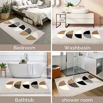 Luxurious DEXDE Boho Bathroom Rugs Soft Plush Non-Slip
