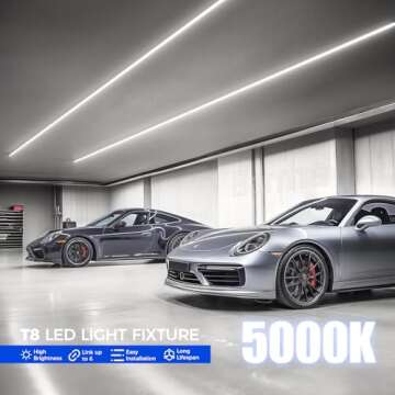 Barrina LED Shop Light, 4FT 40W 5500LM 5000K Daylight White, V Shape, Clear Cover, Linkable with Plug, T8 LED Tube Lights, ETL Listed, 10 Packs