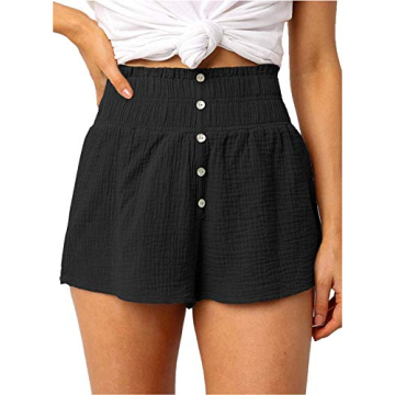 Dokotoo Womens Ladies Casual Soft High Waisted Linen Shorts for Women Trendy for Summer Comfy Elasti...