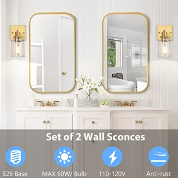 ShineTech Wall Sconces Set of 2 - Gold Modern Fixtures