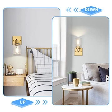 ShineTech Wall Sconces Set of 2 - Gold Modern Fixtures