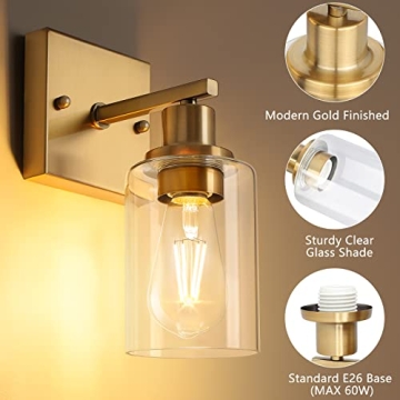 ShineTech Wall Sconces Set of 2 - Gold Modern Fixtures