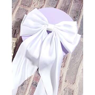 Furling Pompoms Hair Bows for Women - Elegant Satin Silky Clips for All Occasions