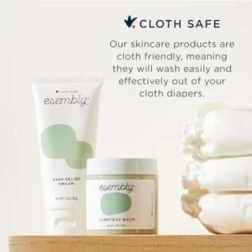 Esembly Rash Relief Cream, Organic and Cloth Friendly Zinc Oxide Barrier Cream, Soothes and Heals Diaper Rash, Natural Aid for Baby Bottom Discomfort, 3oz