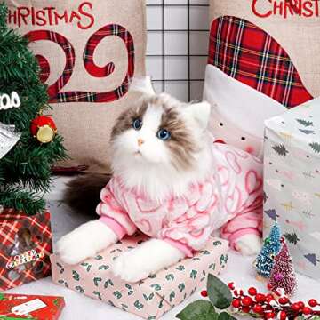 Dxhycc Fleece Dog Pajamas Cute Dog Heart Pajamas Puppy Jumpsuit Pajamas Warm Soft Pet Holiday Clothes for Small Medium Cats and Dogs (Pink, S)