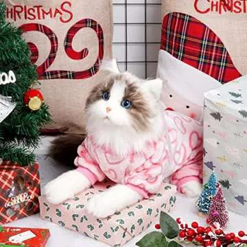 Dxhycc Fleece Dog Pajamas Cute Dog Heart Pajamas Puppy Jumpsuit Pajamas Warm Soft Pet Holiday Clothes for Small Medium Cats and Dogs (Pink, S)