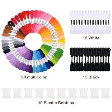 VICOVI 50 Skeins Rainbow Embroidery Floss Set for Crafts