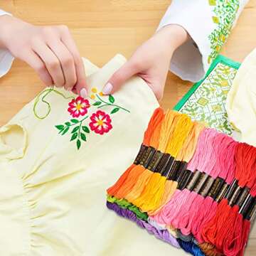 VICOVI 50 Skeins Rainbow Embroidery Floss Set for Crafts