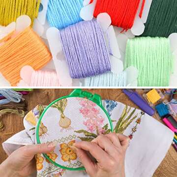 VICOVI 50 Skeins Rainbow Embroidery Floss Set for Crafts