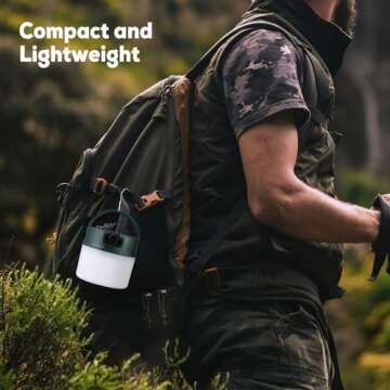 Solar Camping Lantern with String Lights, 33ft Light Strip Easily Store, 3600mAh Rechargeable Lantern with 3 Modes, Waterproof Portable Tent Light, Camping Essentials for Hiking Power Outage