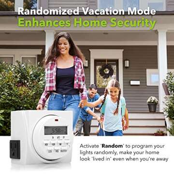BN-LINK 7 Day Heavy Duty Digital Programmable Timer, FD60 U6, 115V, 60Hz, Dual Outlet, for Lamp Light Fan Security UL Listed(2 Pack)